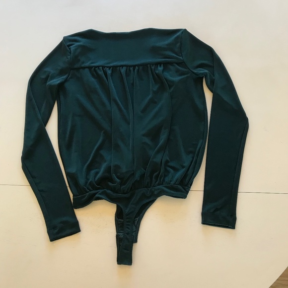 FREE PEOPLE DEEP V GREEN TURNT BODYSUIT - Picture 8 of 14